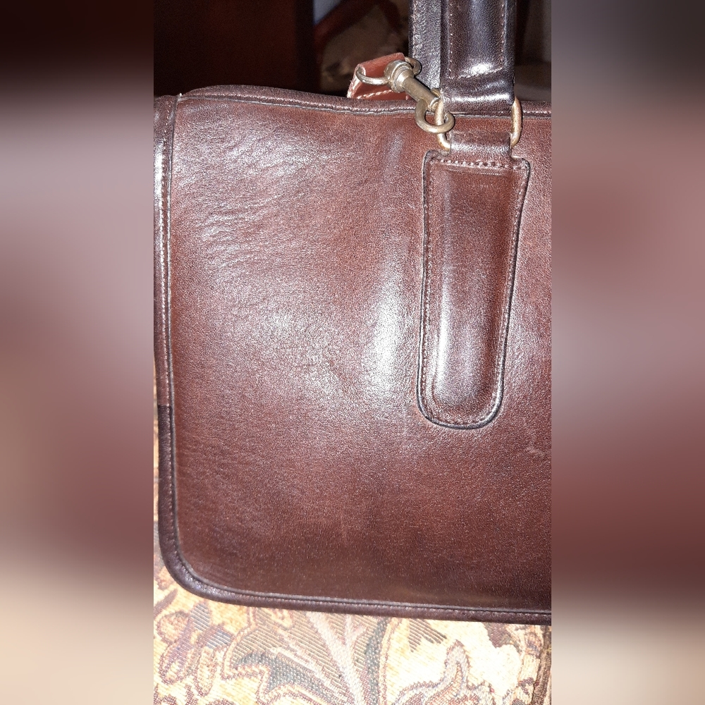 VINTAGE COACH NYC Bonnie Cashin Leather Satchel Slim Bag Mahogany Brown 60s 70s - Picture 9 of 16